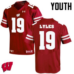 Youth Wisconsin Badgers NCAA #19 Kare Lyles Red Authentic Under Armour Stitched College Football Jersey OL31O54WR